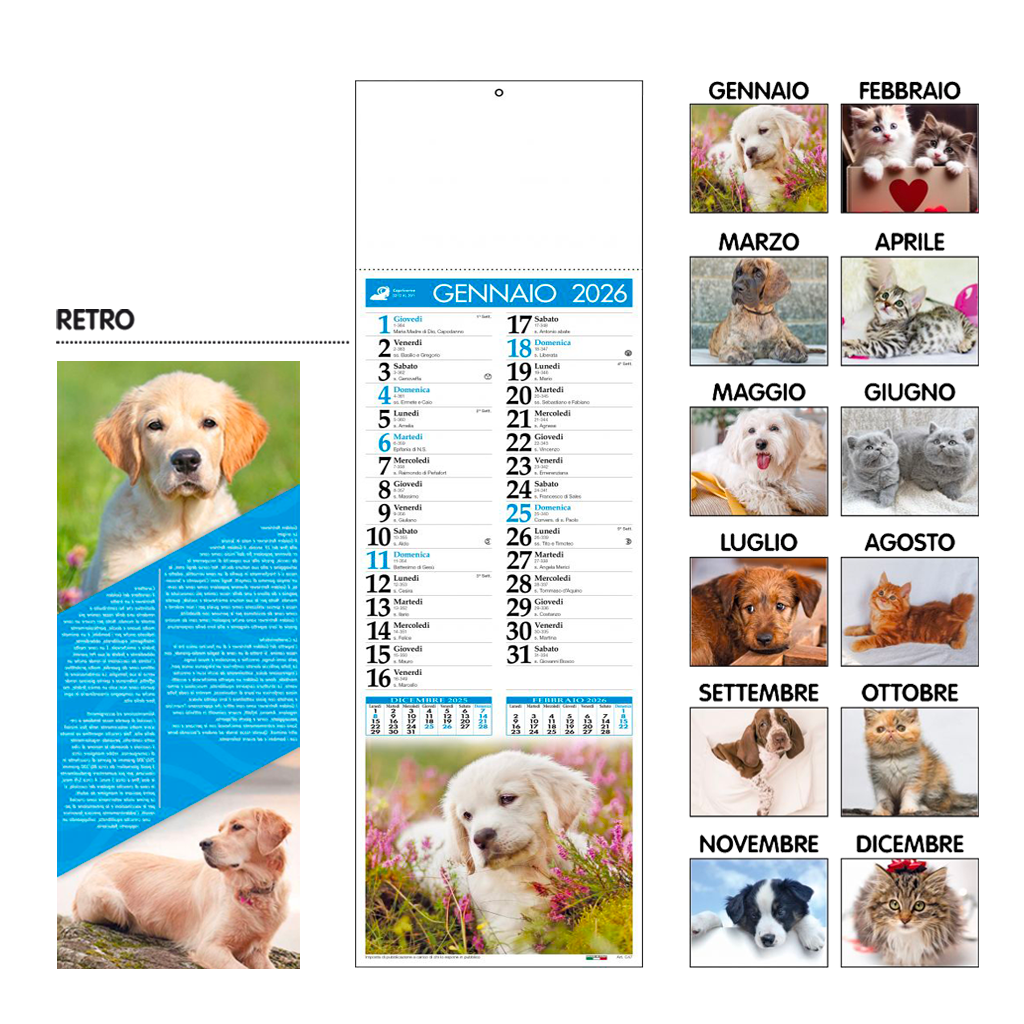 Calendario Slim Cani & Gatti